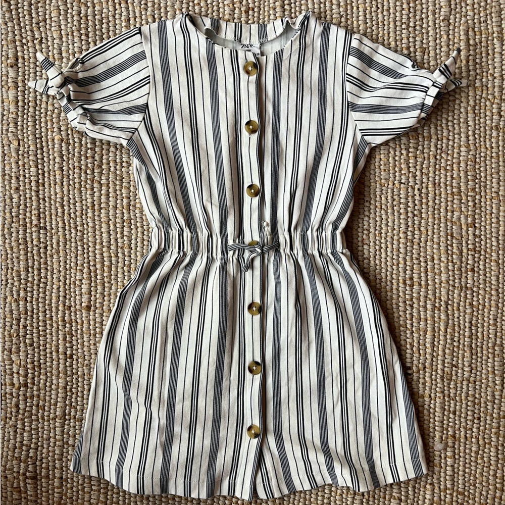 Zara girls stripped button down dress size 8